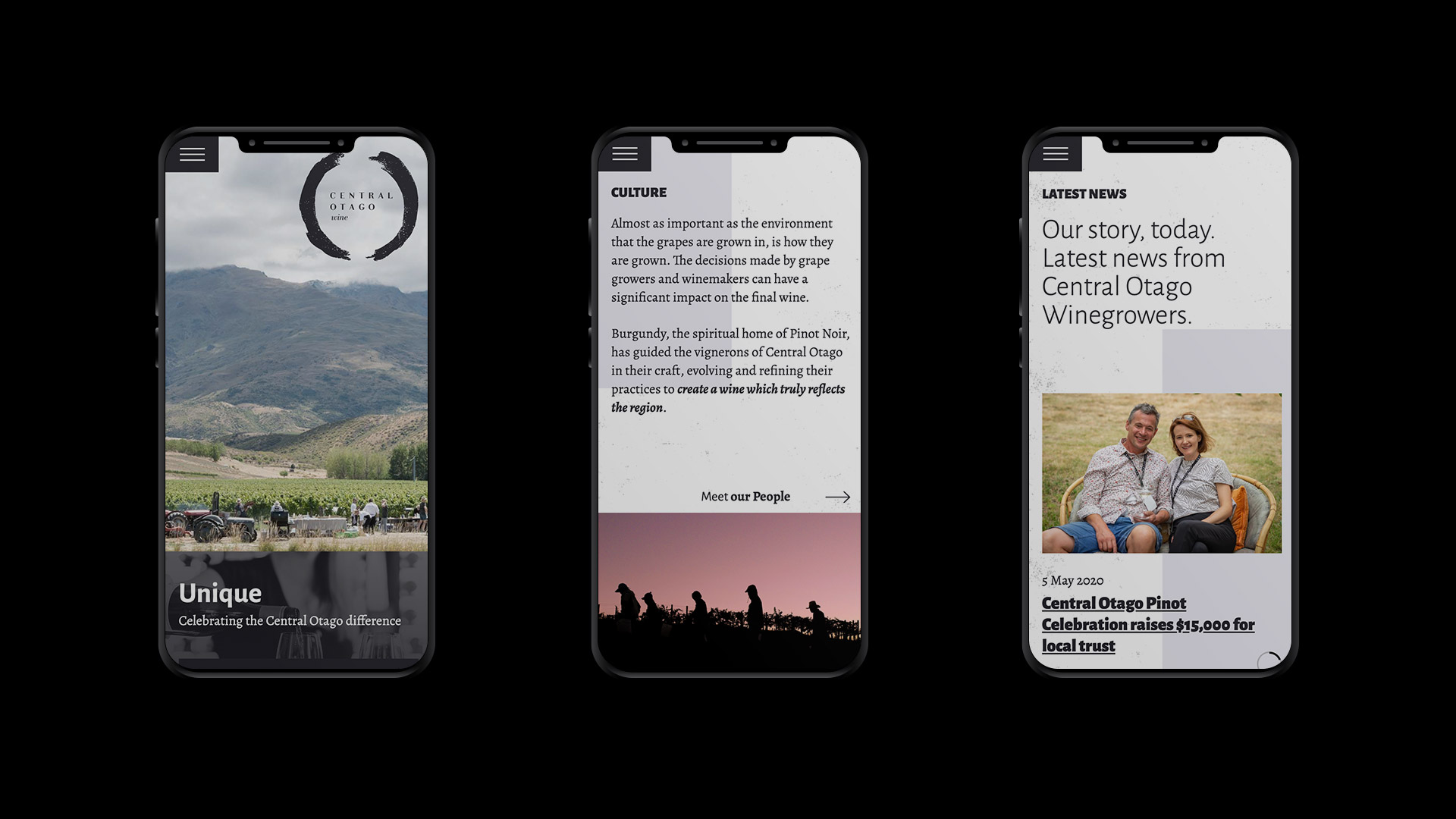 Central Otago Wine Website Mobile